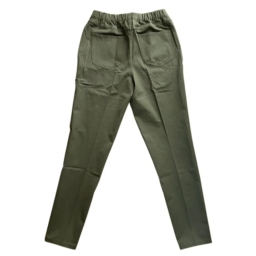 Isaac Mizrahi Olive Green 24/7 l Stretch Straight Leg Pants - Picture 4 of 5